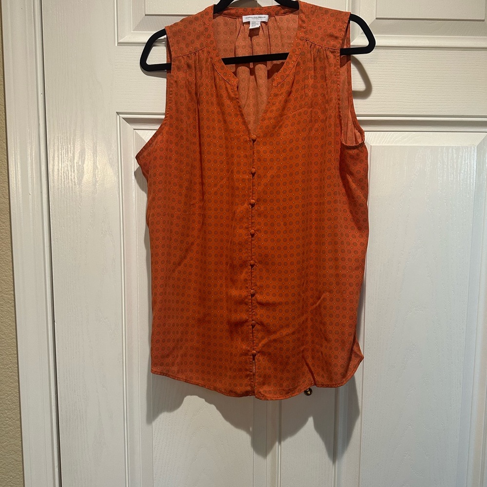 Carolina Belle Rust Sleeveless Button-Down Shirt